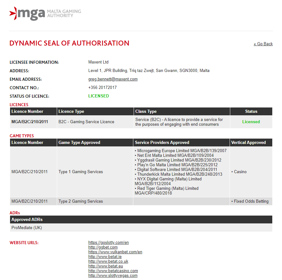 Лицензия от Правительства Мальта выдана компании GGBet